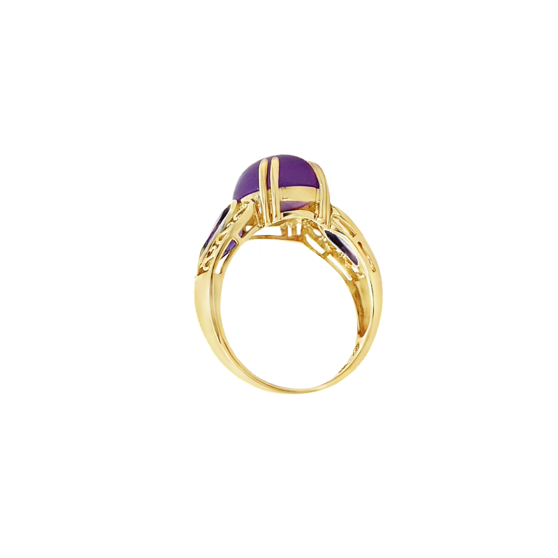 Lavender Jade Amethyst Ring 14K Yellow Gold