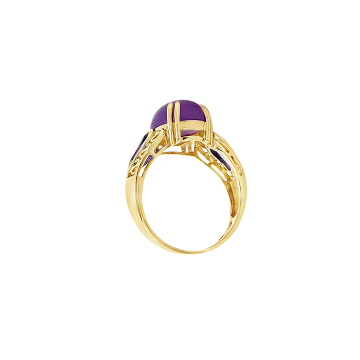Lavender Jade Amethyst Ring 14K Yellow Gold