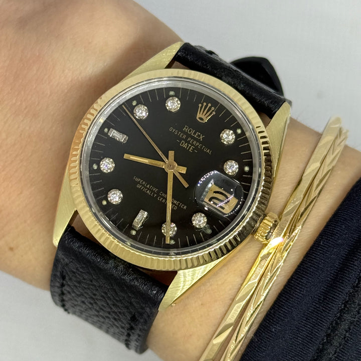 Rolex Date 1550 34mm Gold Shell Diamond Dial Y-1979