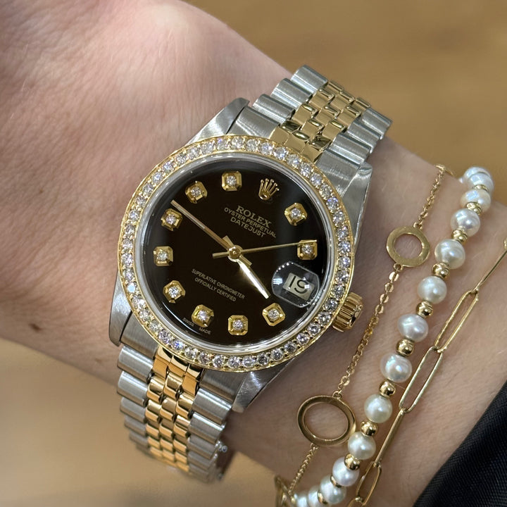 Rolex Datejust 31MM Diamond Dial Watch 18K Steel Ref. 68273
