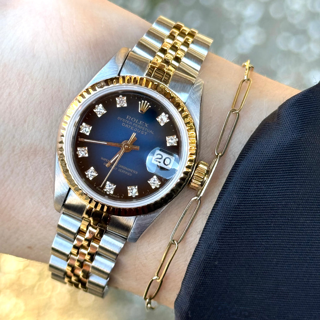 Rolex Datejust 26mm 16173 Blue Vignette Diamond Dial Two Tone Y-1989