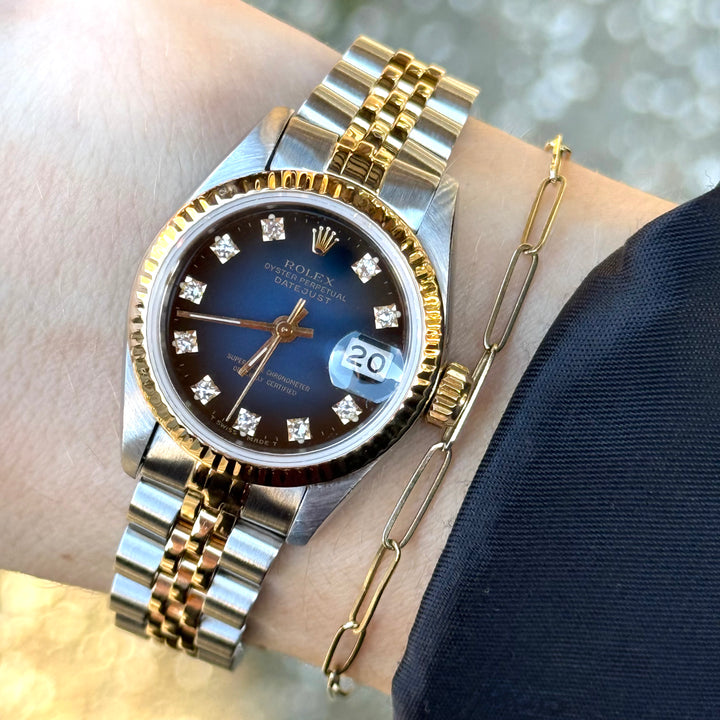 Rolex Datejust 26mm 16173 Blue Vignette Diamond Dial Two Tone Y-1989
