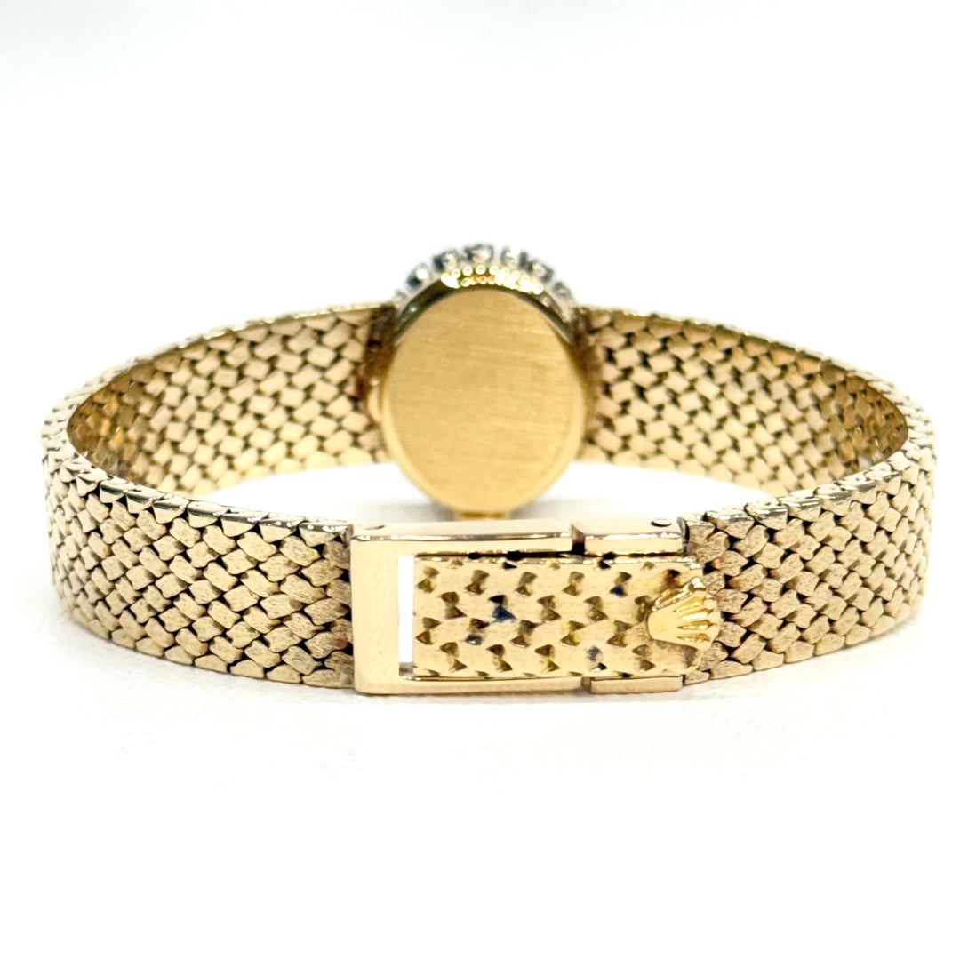 Rolex Ladies Precision 18K Gold Bracelet Watch Diamond Bezel 1970