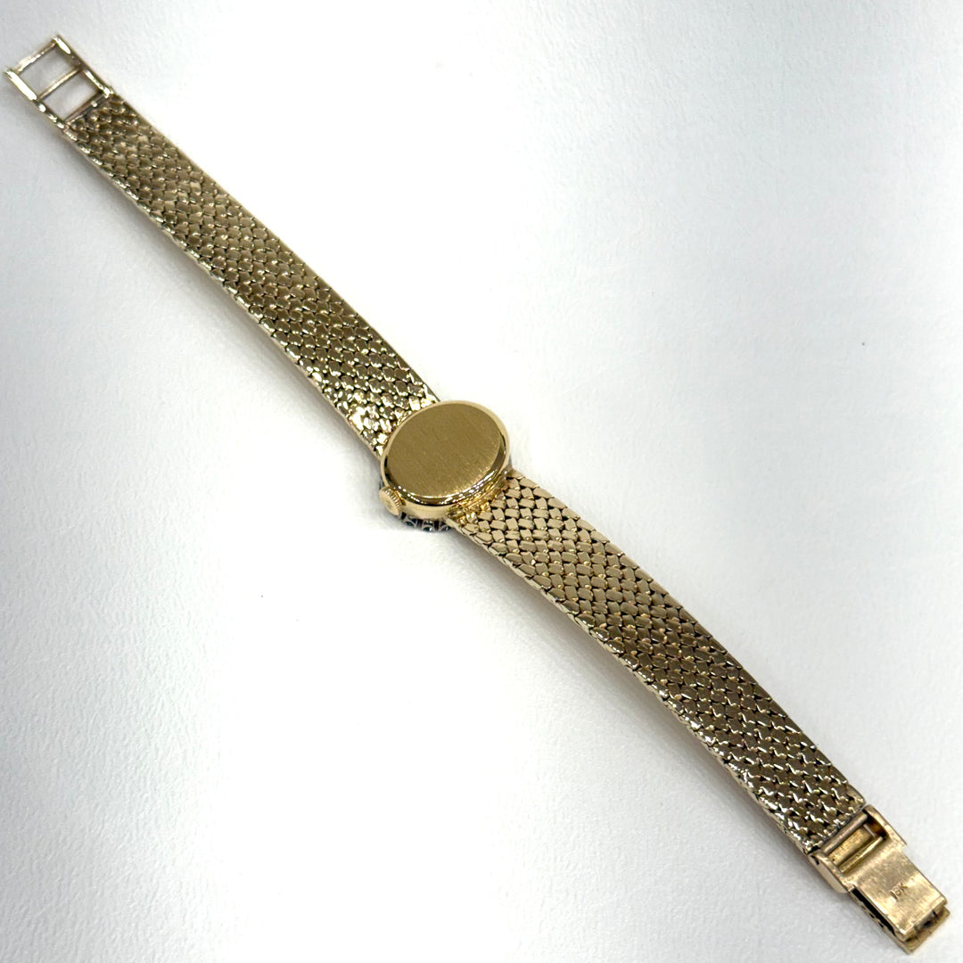 Rolex Ladies Precision 18K Gold Bracelet Watch Diamond Bezel 1970