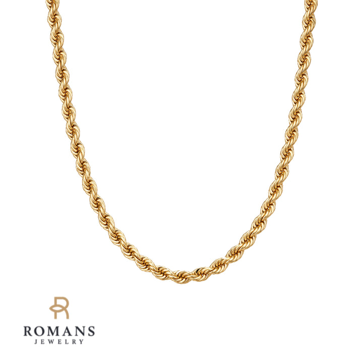 Rope Chain 4.5MM 14K Yellow Gold 30” Bold Classic