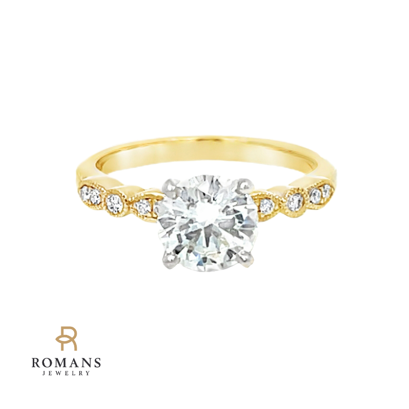 Round Diamond Engagement Ring 14K Two Tone 1.26CT