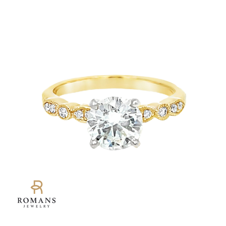 Round Diamond Engagement Ring 14K Two Tone 1.26CT