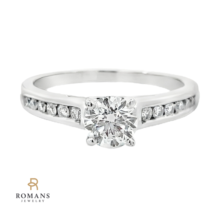 Round Diamond Engagement Ring 14K White Gold .60CT