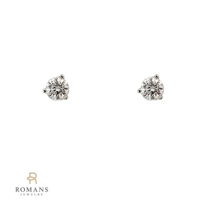 Round Diamond Martini Stud Earrings 14K White Gold .28CT