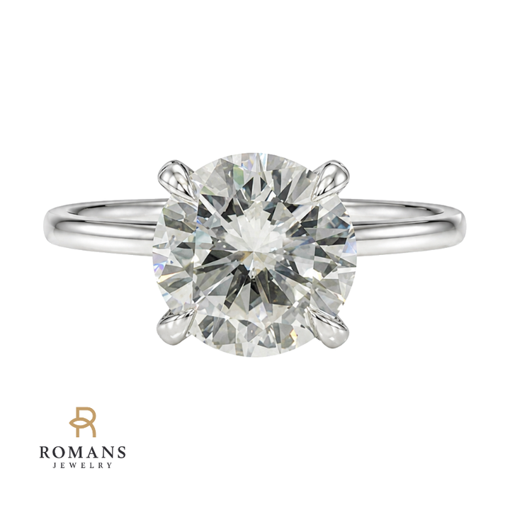 Round Diamond Solitaire Engagement Ring 1.63CT GIA 14K White Gold