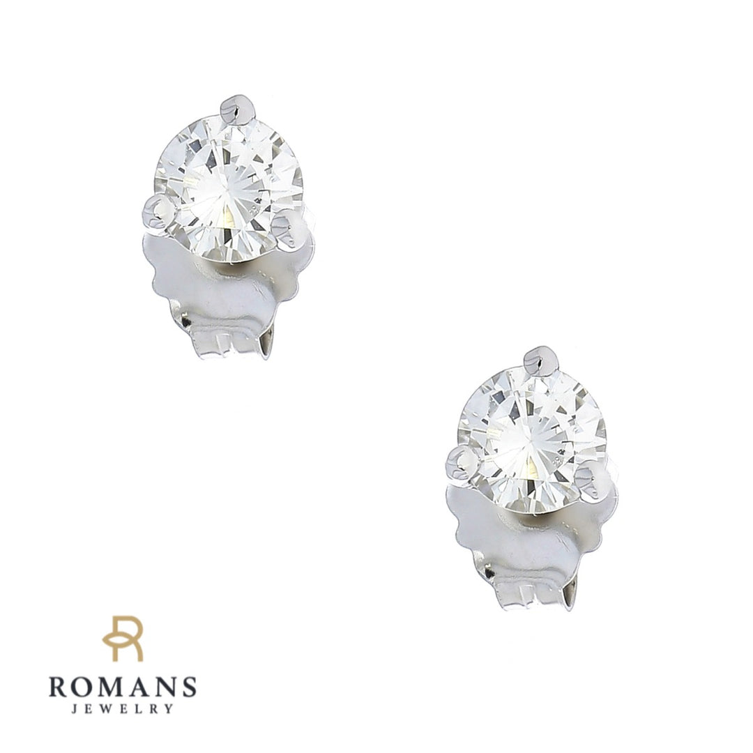 Round Diamond Stud Earrings 14K White Gold .30CTW