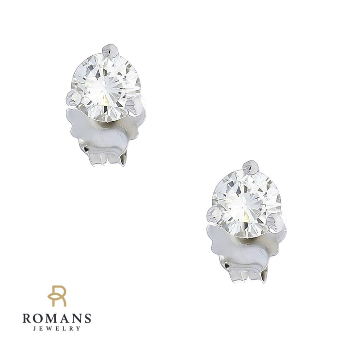 Round Diamond Stud Earrings 14K White Gold .30CTW