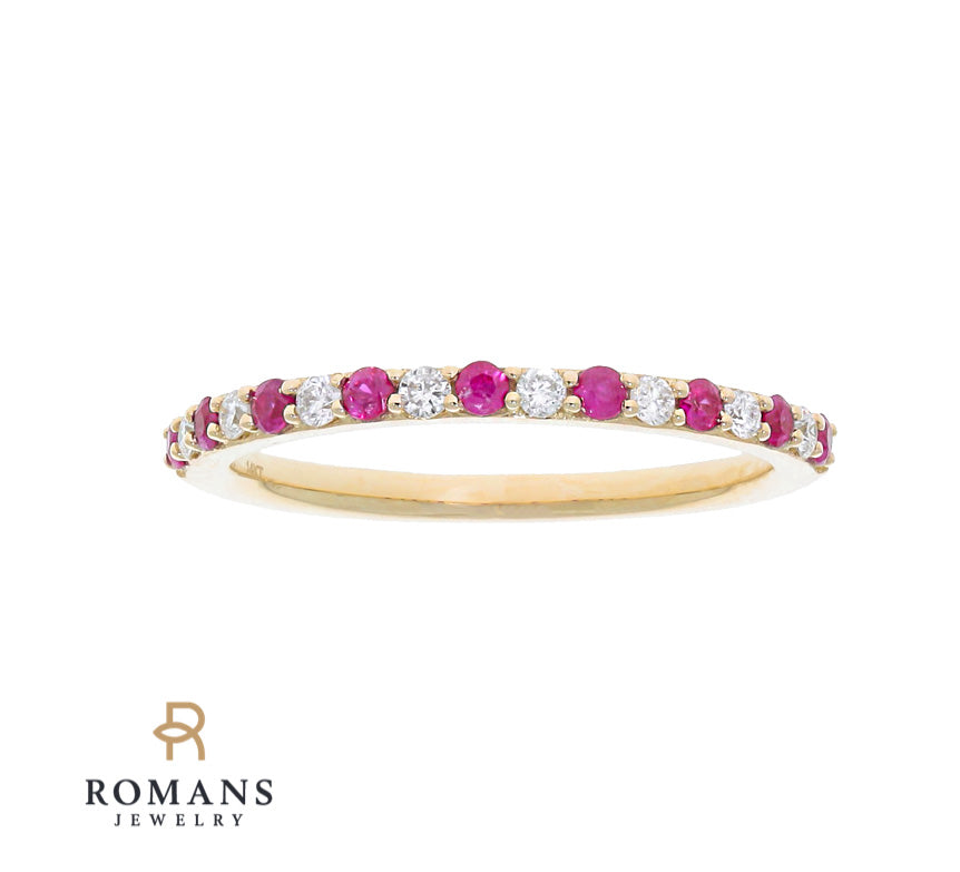 Ruby Diamond Band 14K Yellow Gold .20 CTW