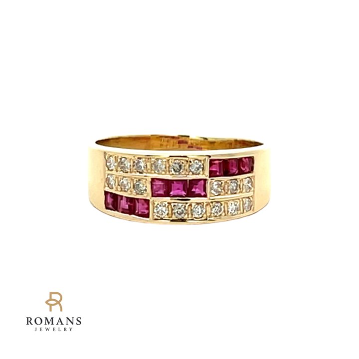 Ruby Diamond Band 14K Yellow Gold .84CTW