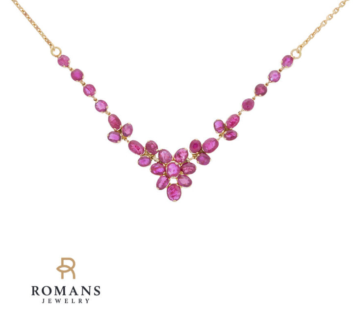 Ruby Nature Inspired Necklace 18K Yellow Gold 7CTW