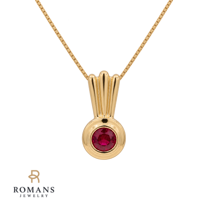 Ruby Retro Slider Pendant .41CT 14K Yellow Gold