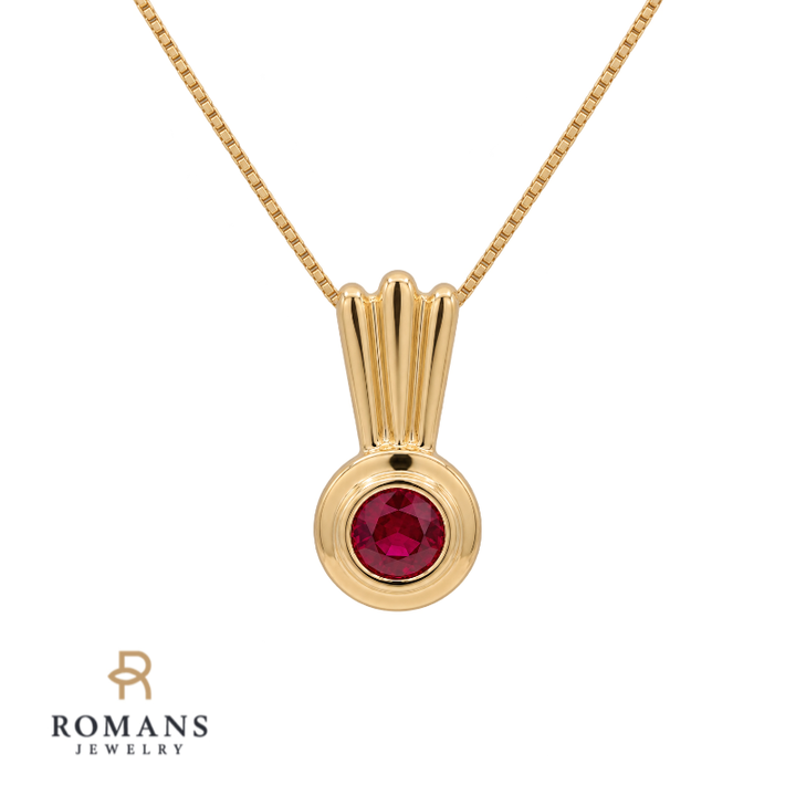 Ruby Retro Slider Pendant .41CT 14K Yellow Gold