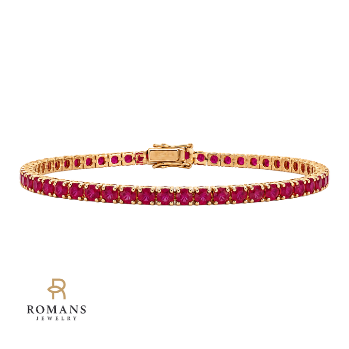 Ruby Tennis Bracelet 6.72CTW 14K Yellow Gold