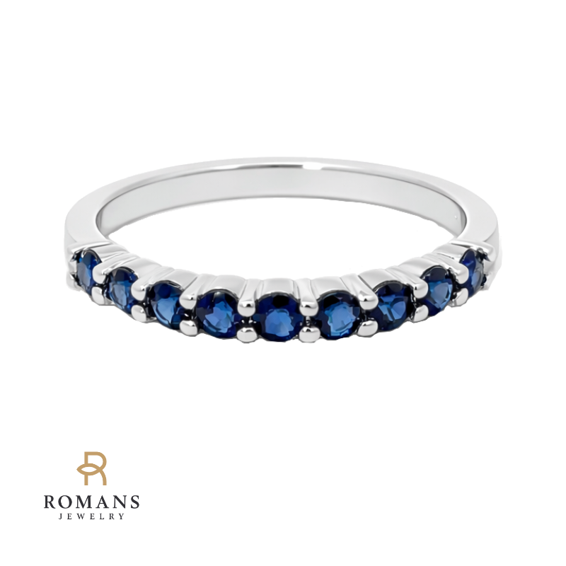 Sapphire Band 14K White Gold .70CTW