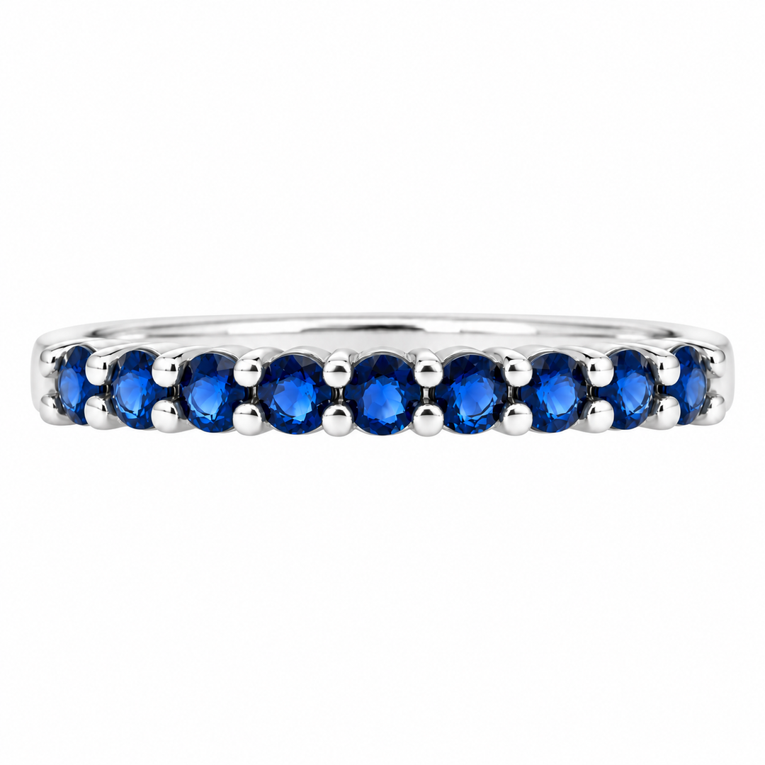 Sapphire Band Stackable 14K White Gold .70CTW