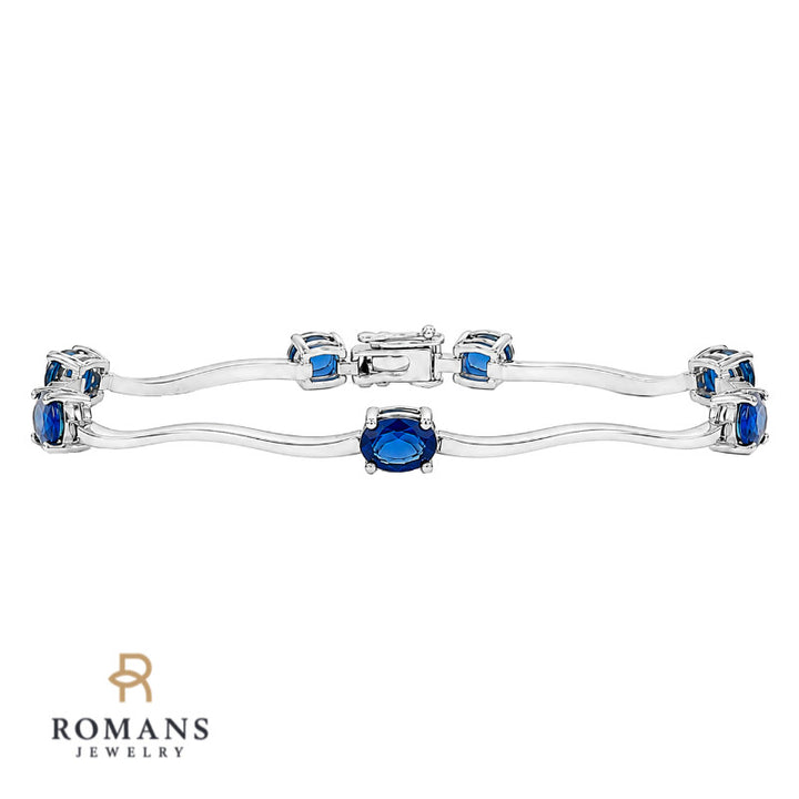 Sapphire Bracelet 3.36CT 14K White Gold Oval