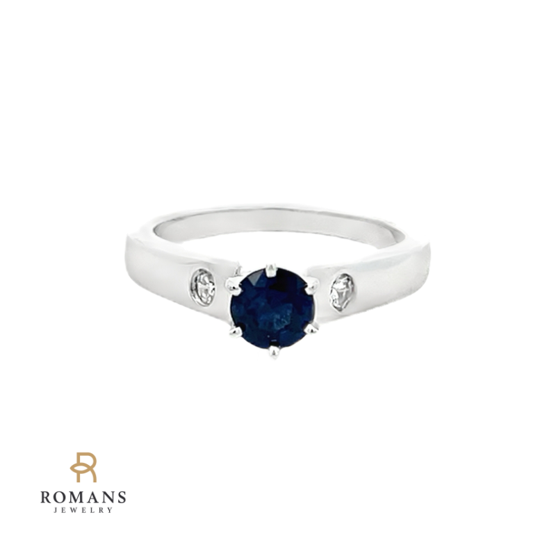 Sapphire & Diamond 14K White Gold Ring .69CTW