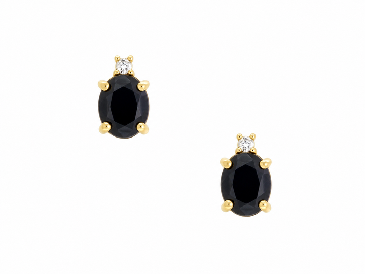 Sapphire Diamond Stud Earrings 14K Yellow Gold 0.72CTW
