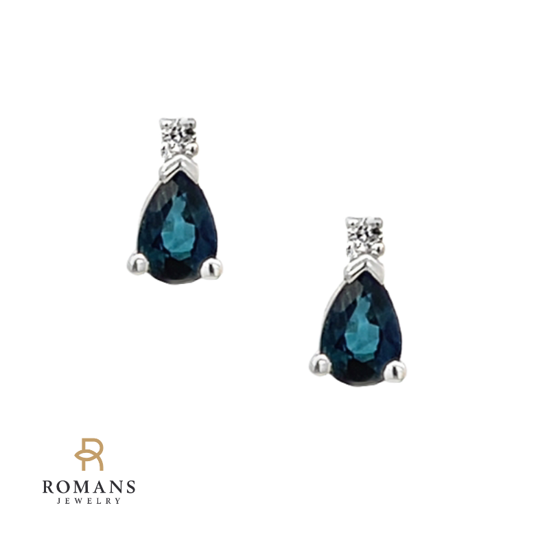 Sapphire Diamond Studs 14K White Gold 1.14CTW