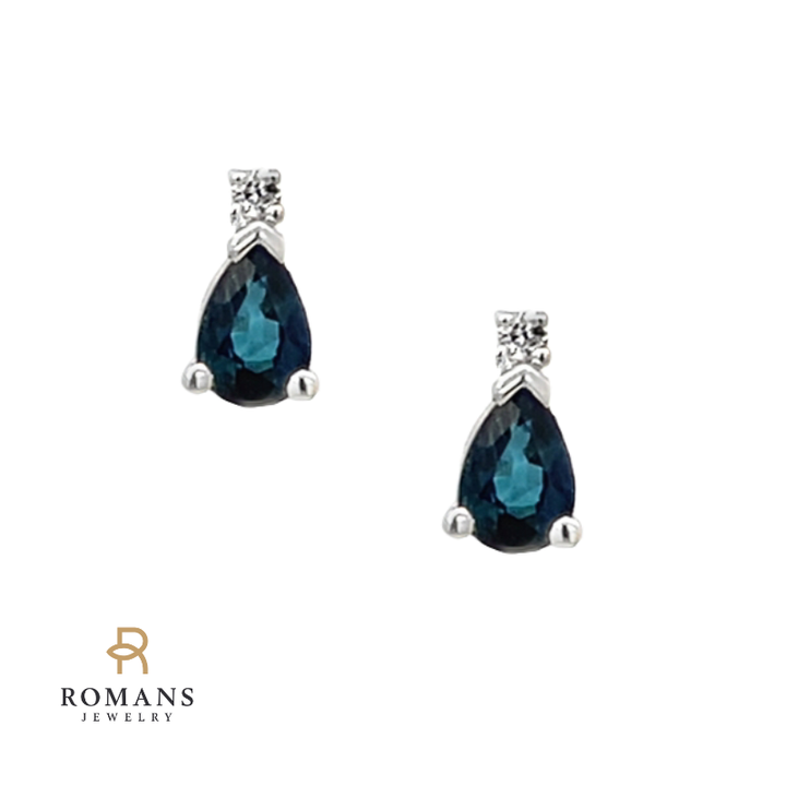 Sapphire Diamond Studs 14K White Gold 1.14CTW