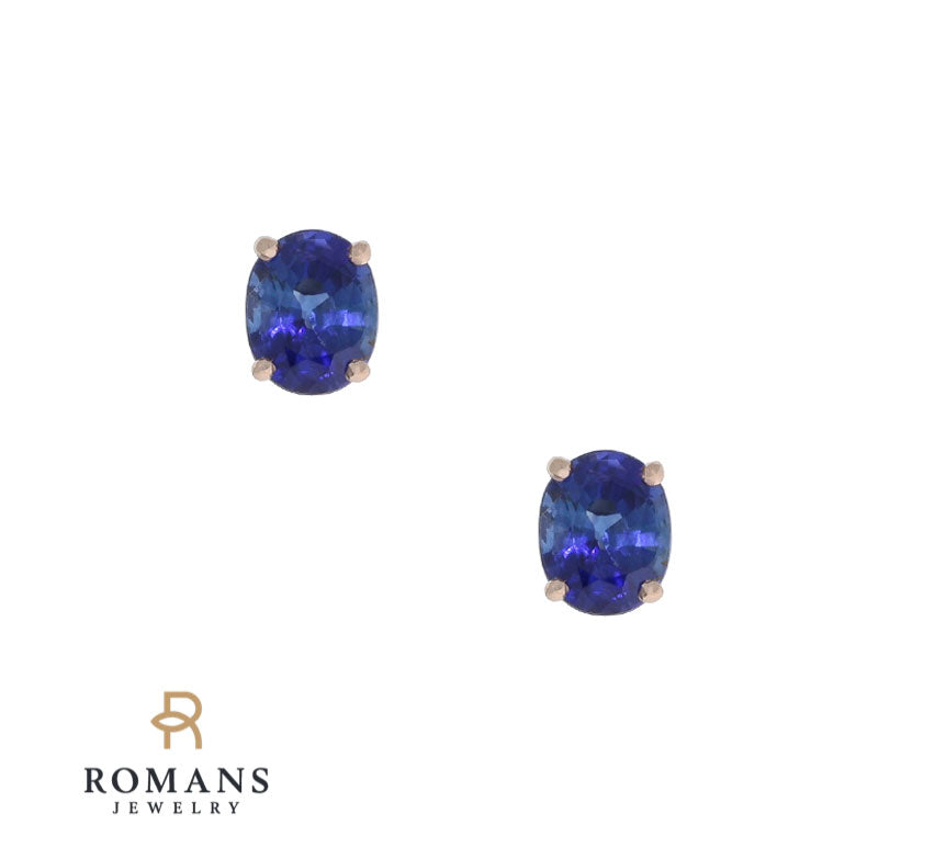 Sapphire Stud Earrings 14K Rose Gold 1.26CTW