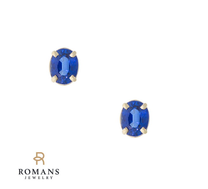 Sapphire Stud Earrings 14K Yellow Gold .86CTW