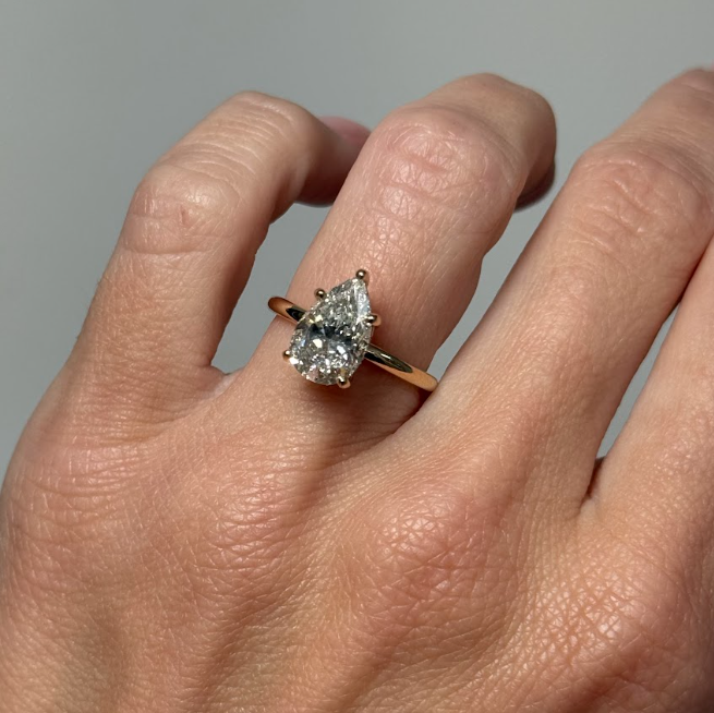 Covenant Hidden Halo 2.71CT Pear Natural Diamond 14K Yellow Gold