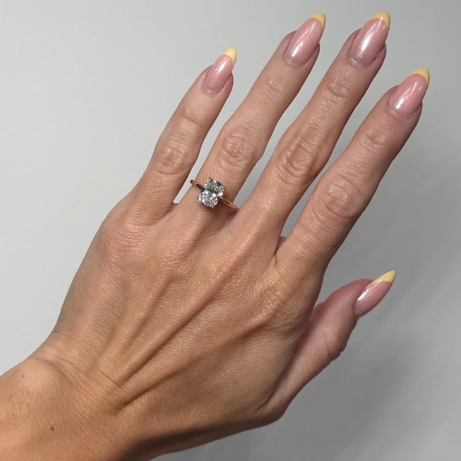 Covenant Hidden Halo 2.54CT Elongated Cushion Lab Grown Diamond 14K Two Tone