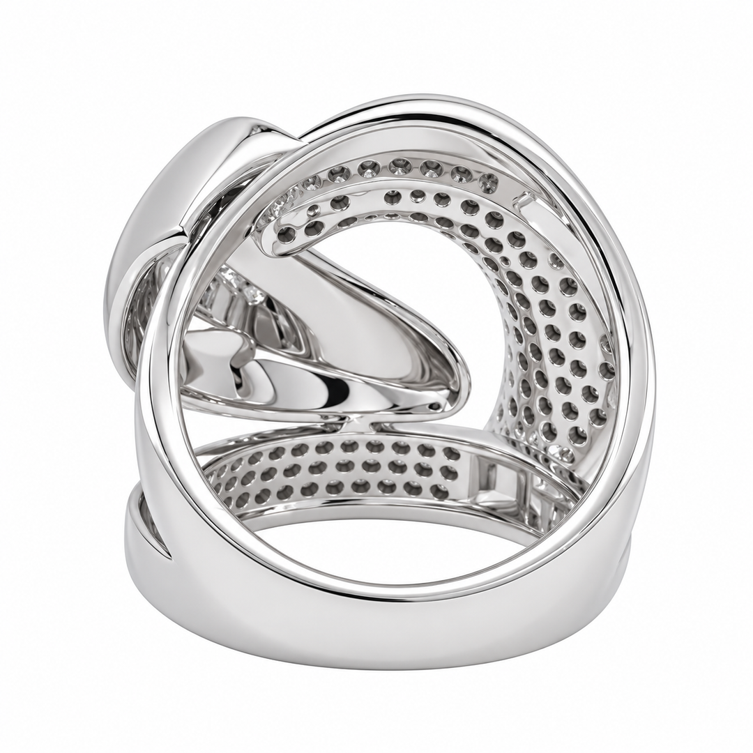 Diamond Statement Swirl Ring 14K White Gold 1.27CTW