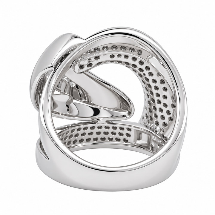 Diamond Statement Swirl Ring 14K White Gold 1.27CTW