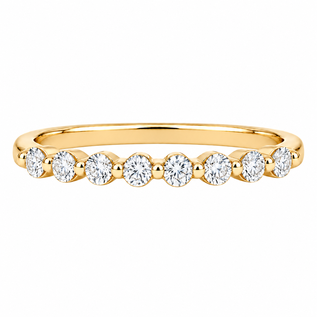 Dainty Diamond Shared Prong Band 14K Yellow Gold .24CTW