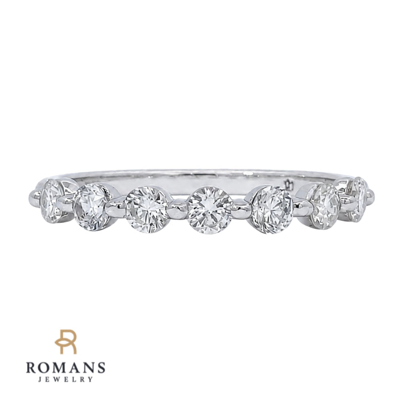 Shared Prong Diamond Band 1.04CT 18K White Gold Elegant