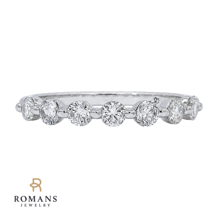 Shared Prong Diamond Band 1.04CT 18K White Gold Elegant