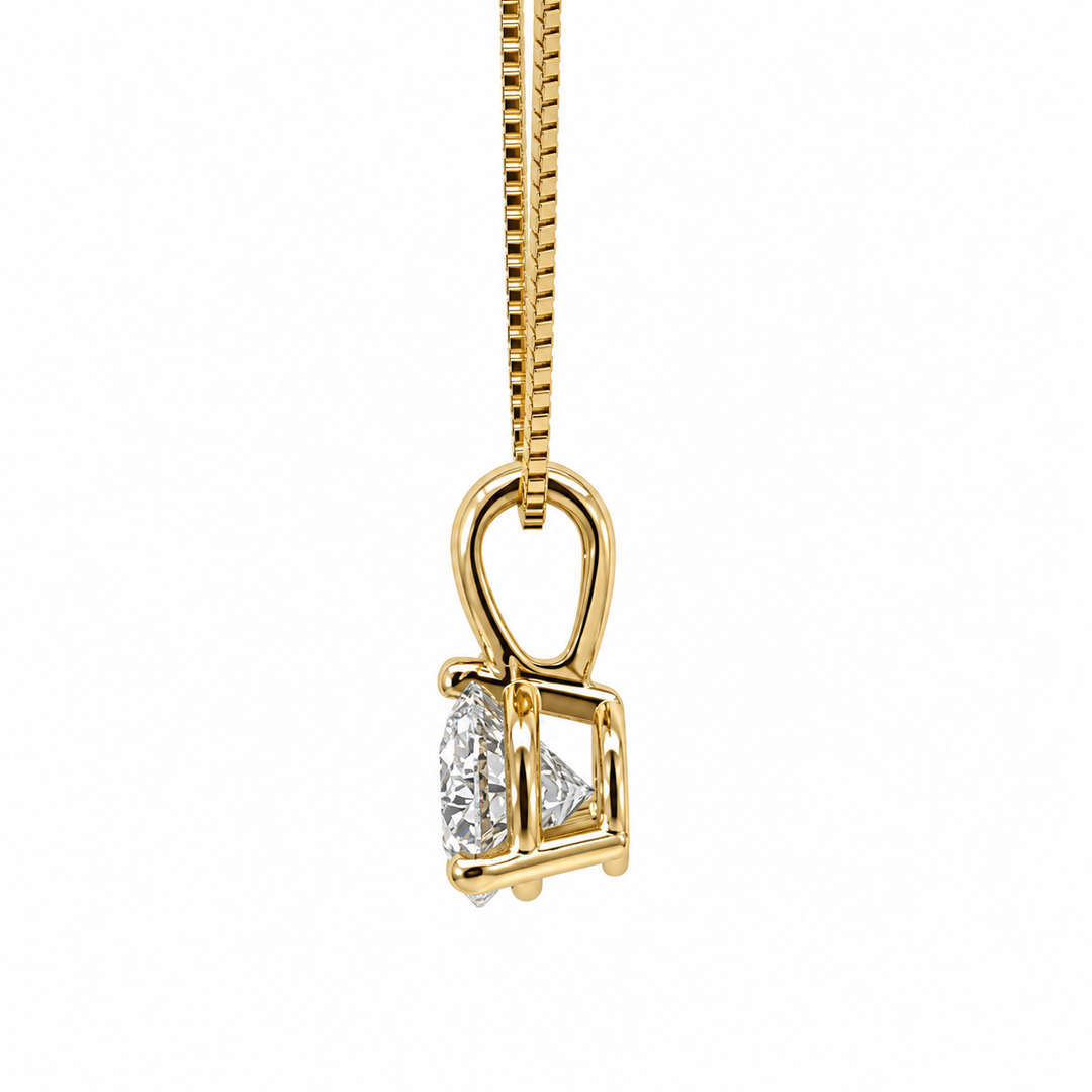 Natural Diamond Solitaire Pendant 14K Yellow Gold 0.47CT