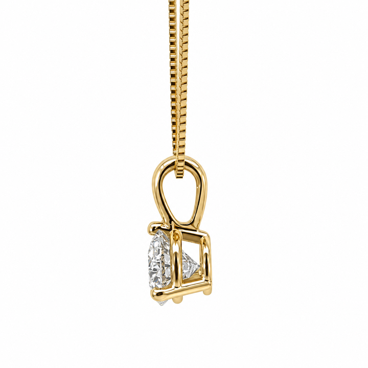 Natural Diamond Solitaire Pendant 14K Yellow Gold 0.47CT