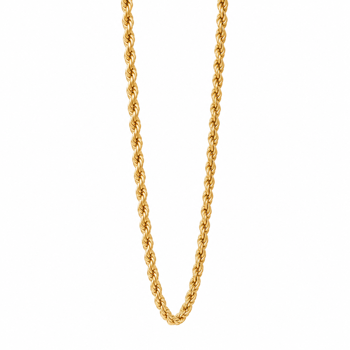 Rope Chain Necklace 1.2MM 14K Yellow Gold 24.5"