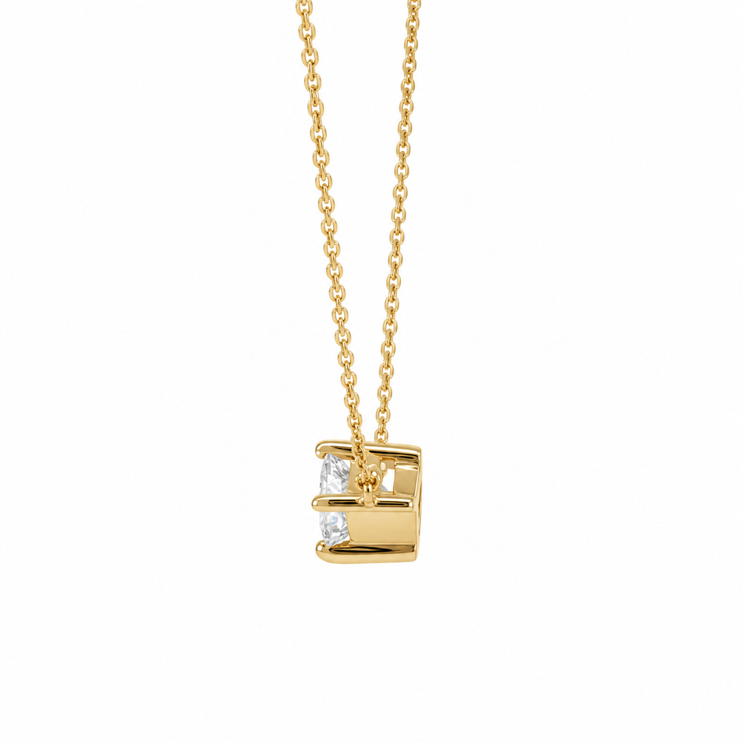 Princess Cut Diamond Floating Necklace 14K Yellow Gold .29CT