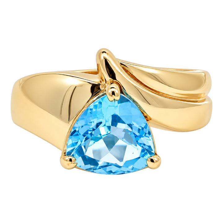 Sky Blue Topaz Bypass Ring 14K Yellow Gold 3.45CT