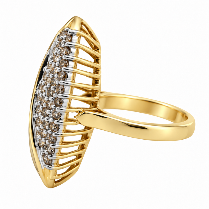 Diamond Marquise Cluster Cocktail Ring 1.86CTW 10K Yellow Gold