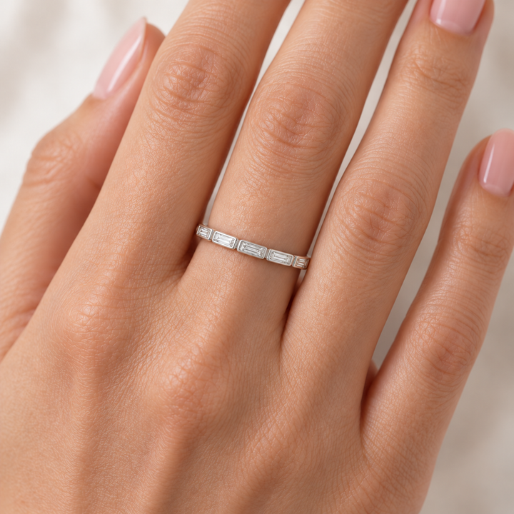 Bezel Set Baguette Diamond Band 14K White Gold 0.29CTW