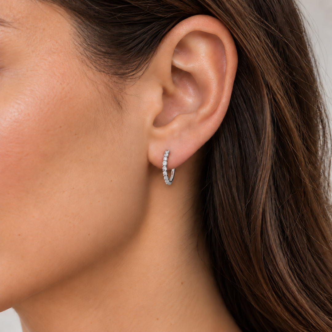 Classic Diamond Hoops 14K White Gold 20MM .68CTW