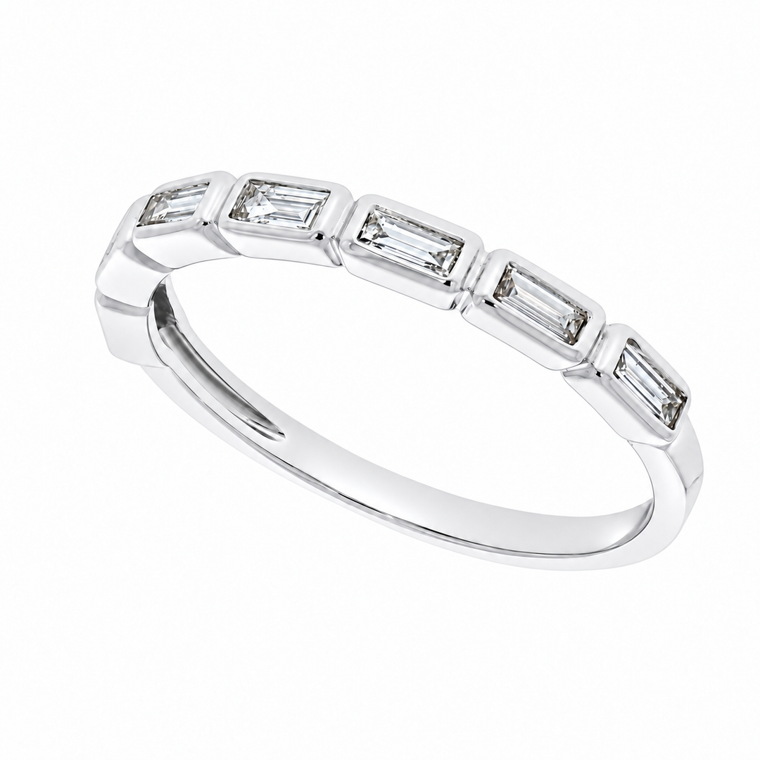 Bezel Set Baguette Diamond Band 14K White Gold 0.29CTW
