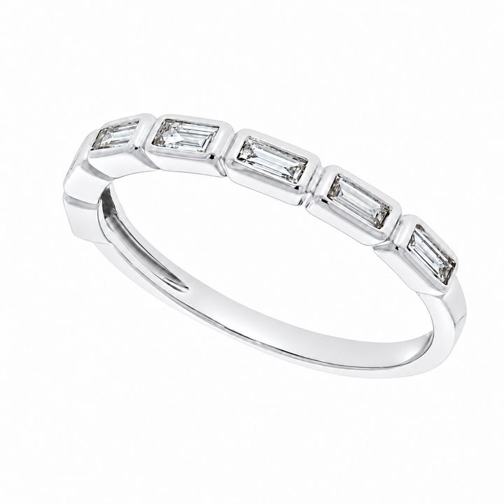 Bezel Set Baguette Diamond Band 14K White Gold 0.29CTW