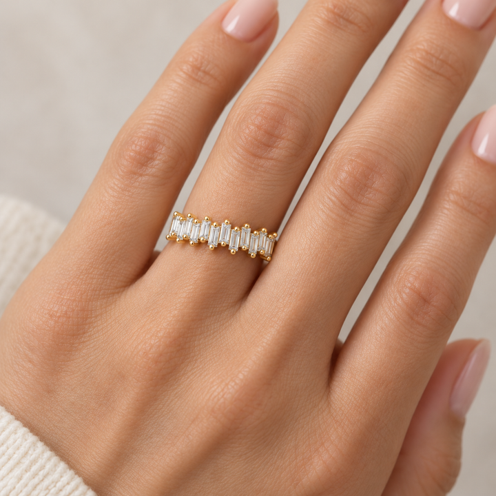 Baguette Diamond Wedding Band 14K Yellow Gold 0.55CTW