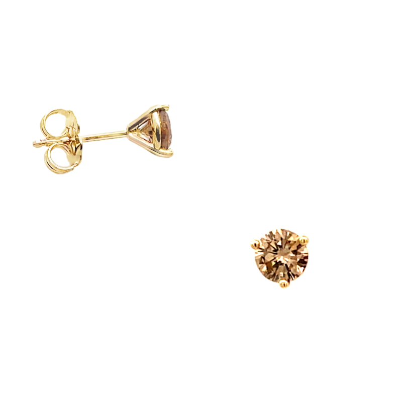 Champagne Diamond Studs 14K Yellow Gold 1.01CTW